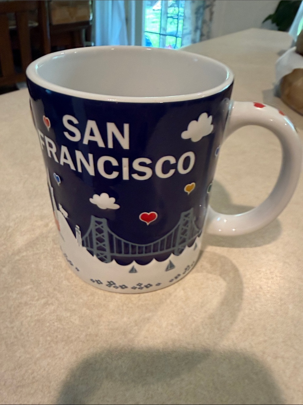 San Francisco Decorative Ceramic Coffee Mug - Navy & White